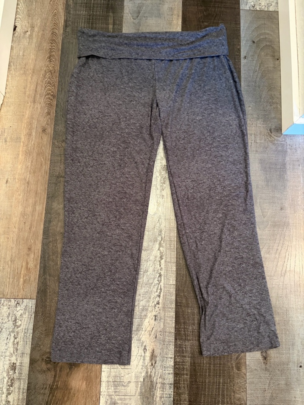 Plus Size 2X Gray Yoga Pants Wide Leg Lounge Stretch 31 Inseam